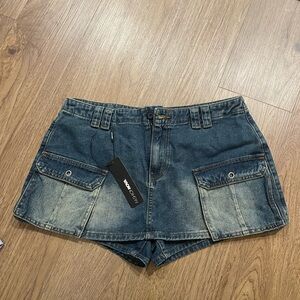 Fashion Nova Women's Dark Blue Jean Skort